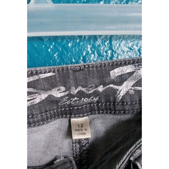 7 For All Mankind Women’s Gray High Waist Ankle Skinny Jeans Raw Hem Cropped 12 - Picture 4 of 7